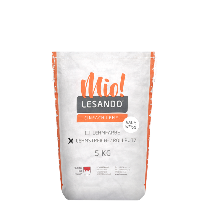 Lehmstreichputz Mio!, Raumweiß, 5 kg
