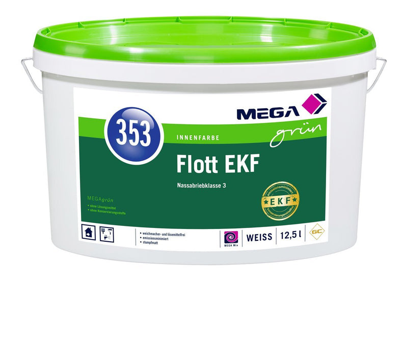 Konservierungsmittelfreie Farbe MEGAgrün 353 Flott EKF weiß 5 l / 12,50 l