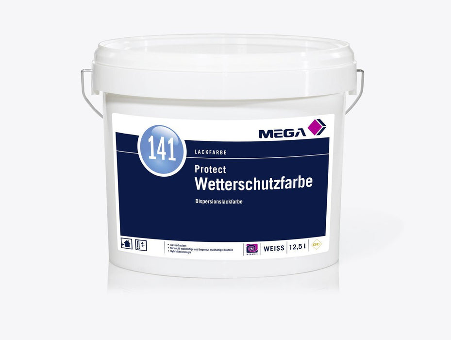 Wetterschutzfarbe 1 l / 2,50 l / 5 l weiß, MEGA 141, Protect, Holzfarbe deckend