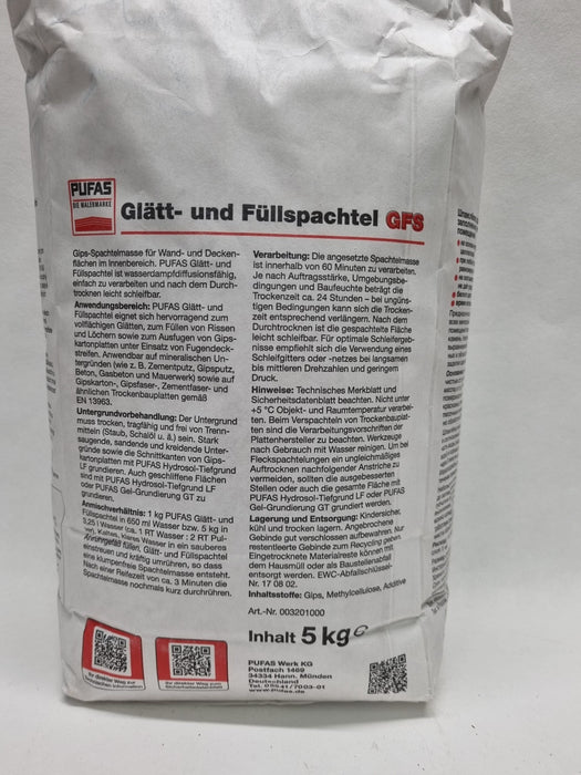 Pufas Glätt-/Füllspachtel innen weiß