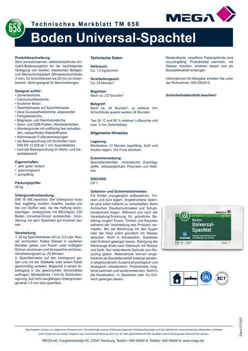 Boden Universal-Spachtel 25,00 kg MEGAgrün